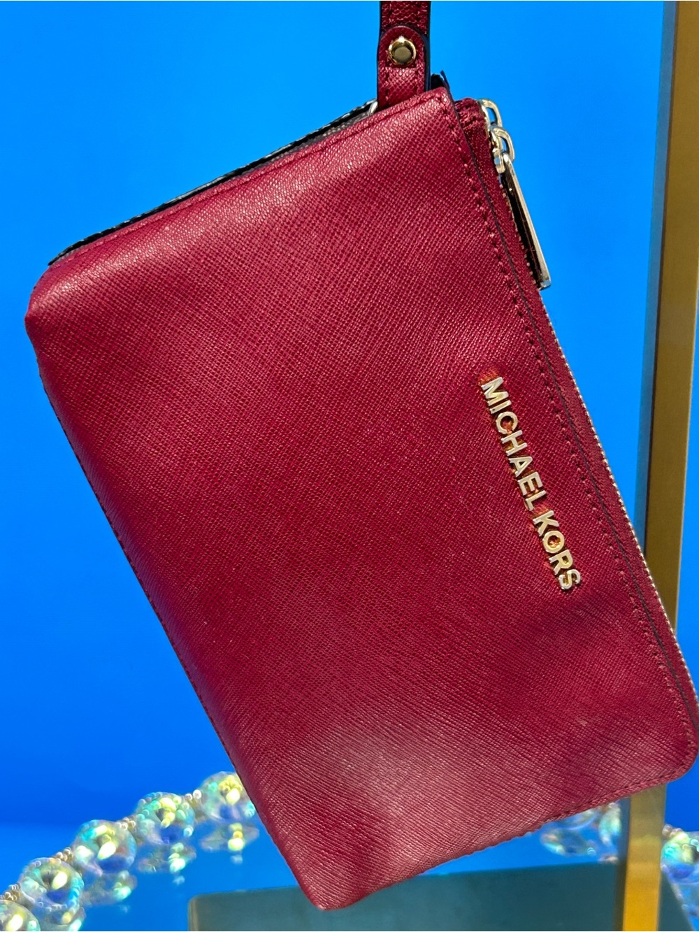 MICHAEL KORS Cherry Red Double-Zip Wristlet - Picture 12 of 13